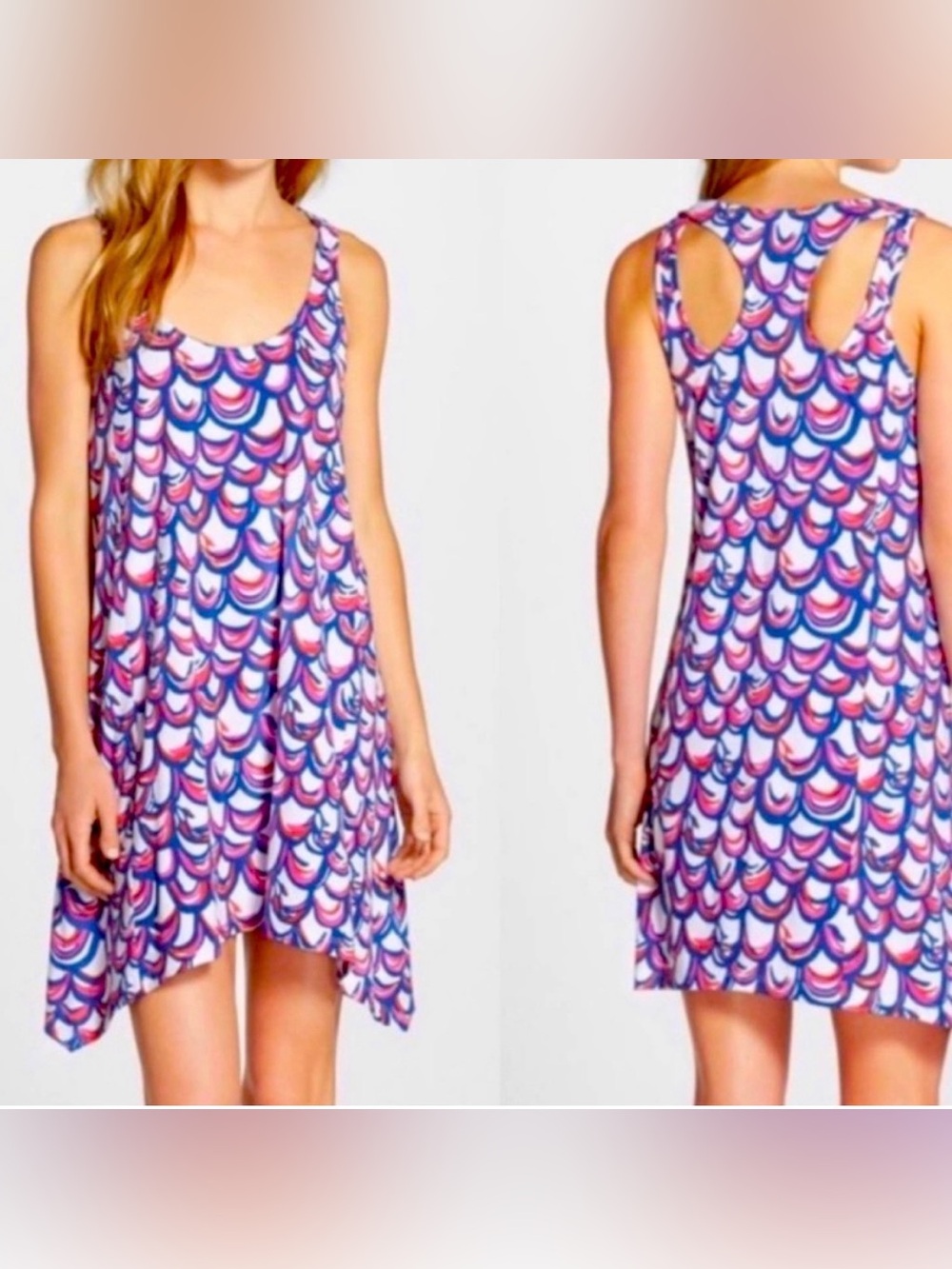 Lilly Pulitzer | Monterey Racerback swing Dress Gillty Scallops Women size L EUC